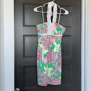 Lilly Pulitzer Halter Pink & Green Dress